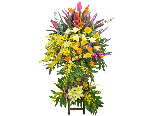 鮮艷花園開張花籃 OF012