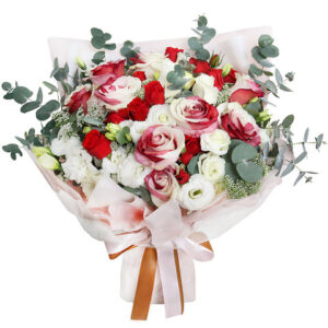 情人節紅白染色玫瑰花束 AR01