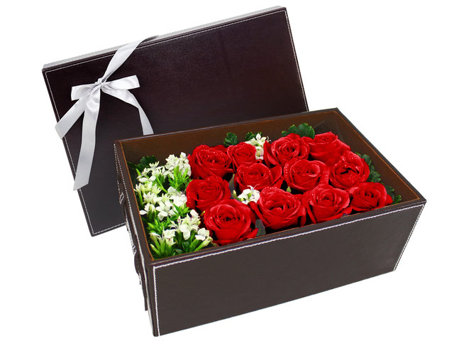 情人節花12枝盒花