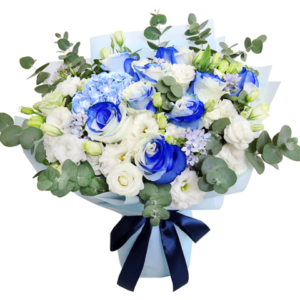 情人節藍白染色玫瑰花束 AR02