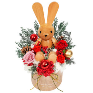 Agnes b. 木製兔仔永生保鮮花(原木色) AB01