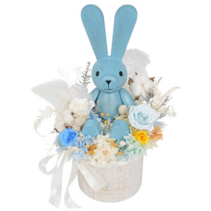 情人節 Agnes b. 木製兔仔聖誕永生保鮮花(藍色) AB02