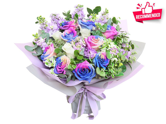 情人節三色染色玫瑰花束 AR03