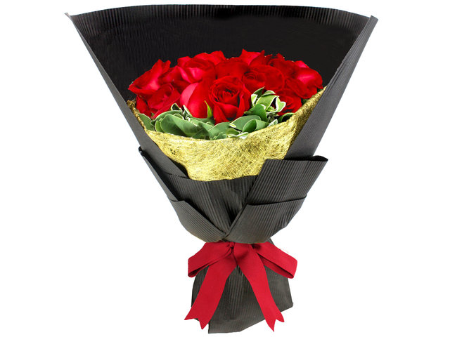 情人節花18枝 - 黑．紅玫瑰