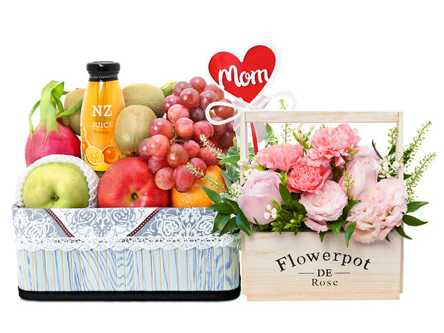 母親節禮物送禮水果籃連小花籃 MG28