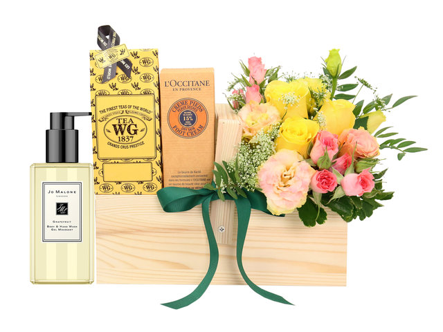 潤膚放鬆減壓禮物連小花籃