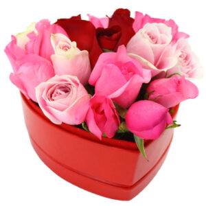 多色心型皮盒花